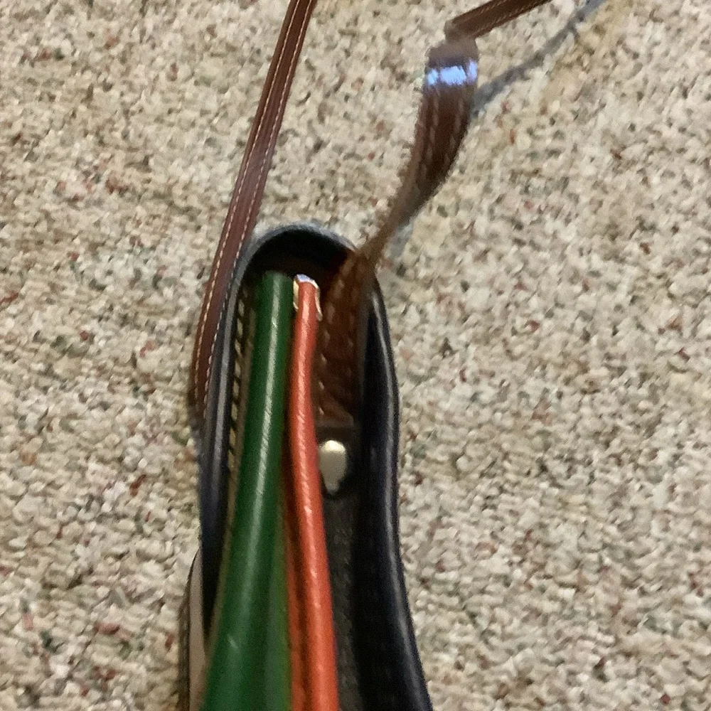 Multi Tone Leather Vera Pella Crossbody Bag in Teal, Tan & Brown,‎ made in Italy